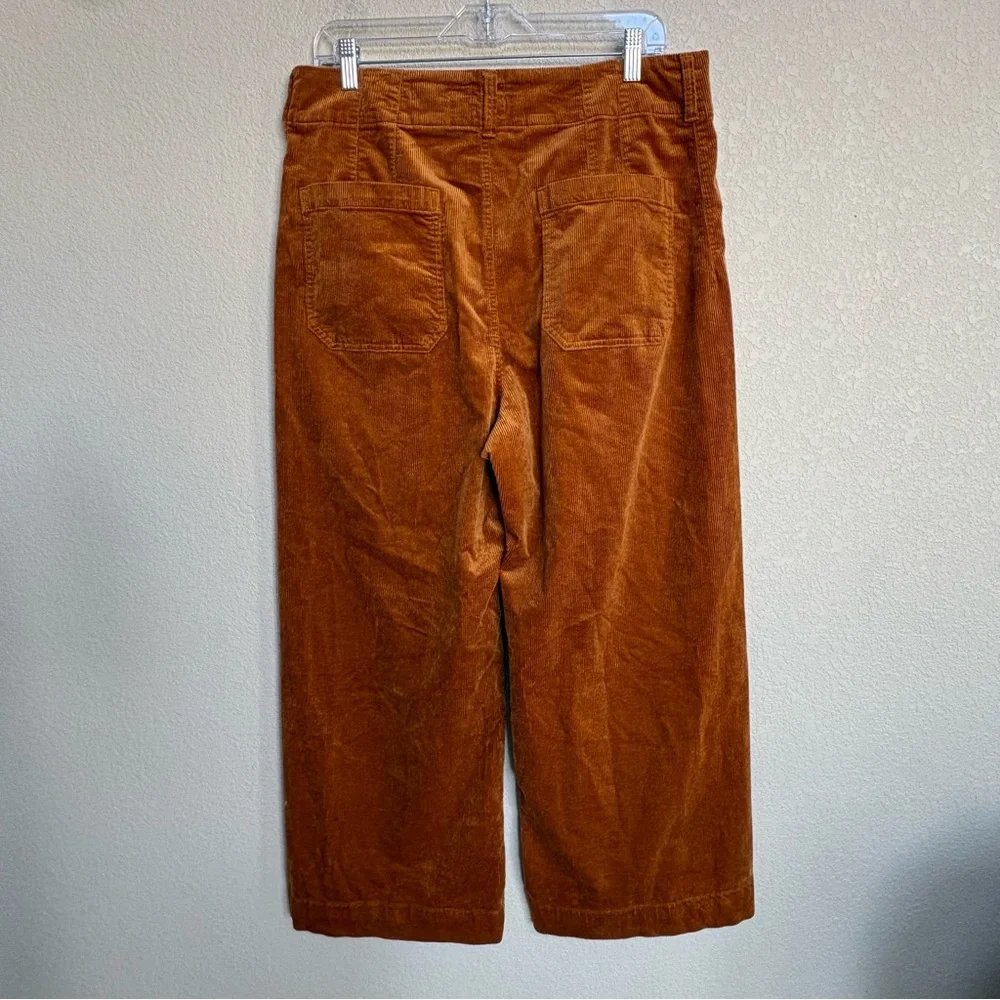 Maeve by Anthropologie The Colette Corduroy Wide Leg Crop Pants Brown Caramel 33 - Picture 4 of 9
